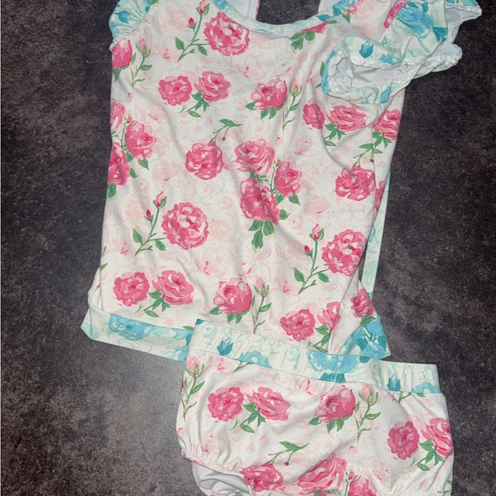 SweetHoney Pink Floral Kids Swim Rashguard